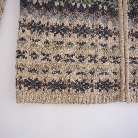 Vintage Craft & Barrel Taupe Knit w Navy Grandmac11% Wool Cardigan Sweater 1X - Picture 8 of 10